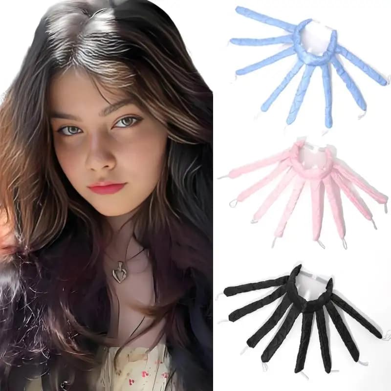 Set of lazy hair curlers with heatless curler band, to make soft and shiny hair, without heat, tools for the styling of the curling iron with soft spiral octopus