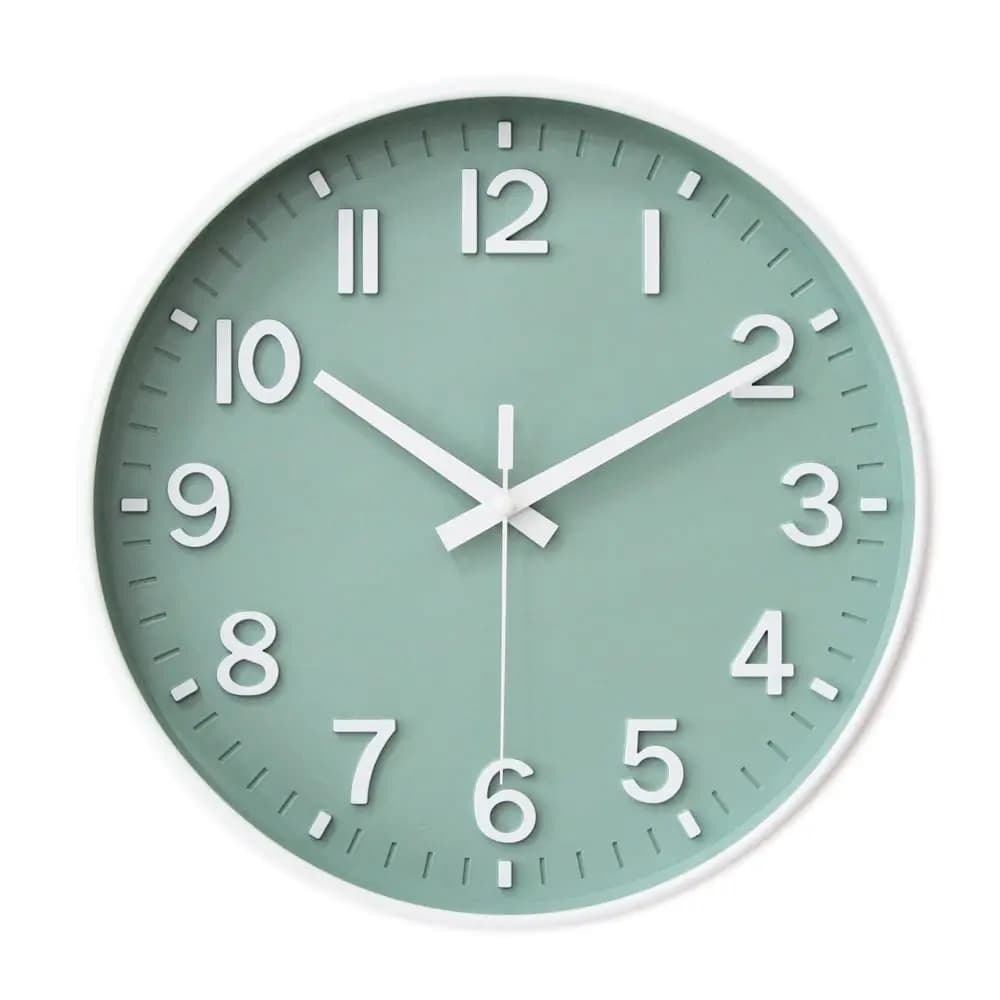 HZDHCLH Orologi da parete verdi a batteria, orologio da parete moderno silenzioso da 12 pollici senza ticchettio per soggiorno, camera da letto, cucina, ufficio
