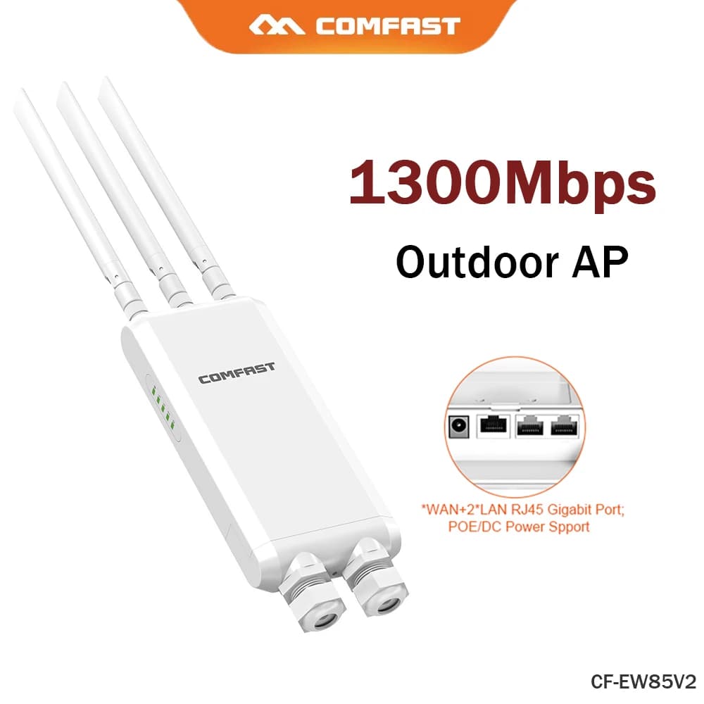 COMFAST 1300Mbps Accesso esterno Piont 2.4G + 5.8G Router wireless ad alta potenza AP Extender WiFi a lungo raggio Ripetitore WiFi 48V POE