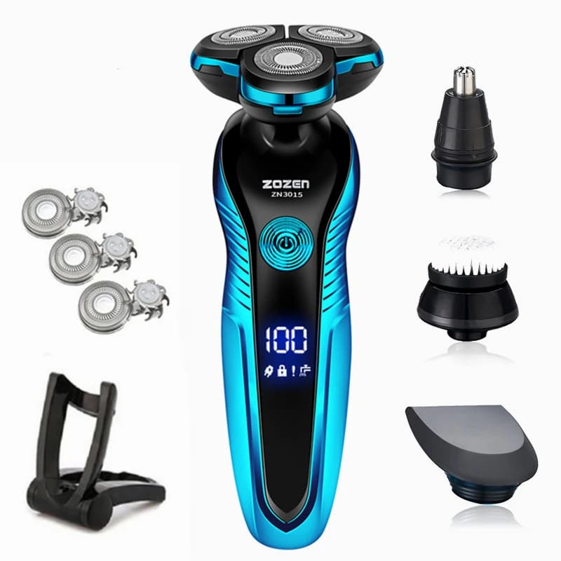 ZOZEN Rotary Rasoio Elettrico Ricaricabile Rasoio Elettrico Macchina da Barba per Gli Uomini Barba Trimmer Impermeabile Uso Bagnato-Secco ZN3015