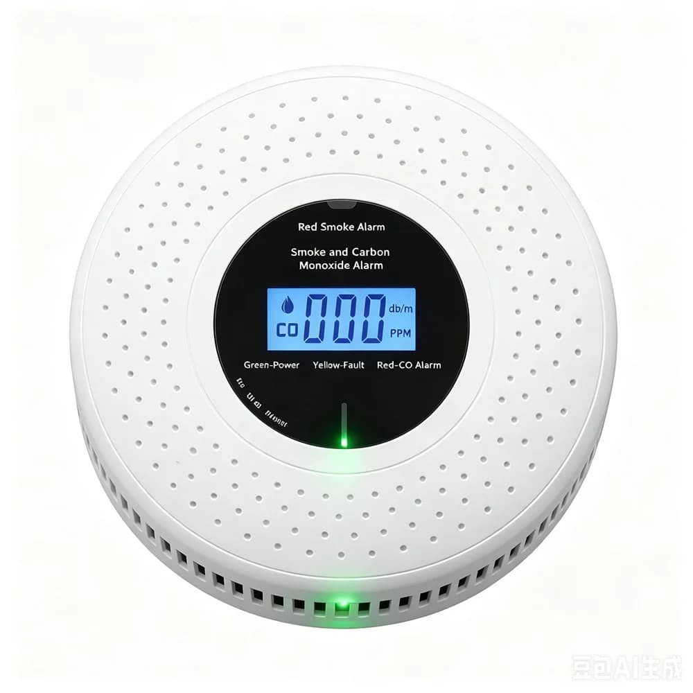 Smoke and Carbon Monoxide Alarm Detector with LCD Display, Home Security Fire & CO Gas Sensor Alarm