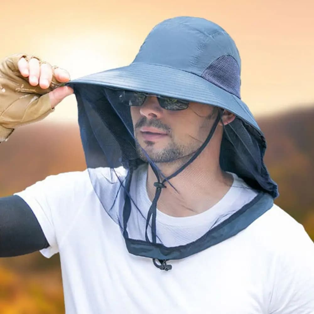 Cappello Unisex Pieghevole Anti-Zanzare con Rete Nascosta, Protezione da Insetti e Api, Casual per Esterni, Protezione Solare, Cappello da Pesca