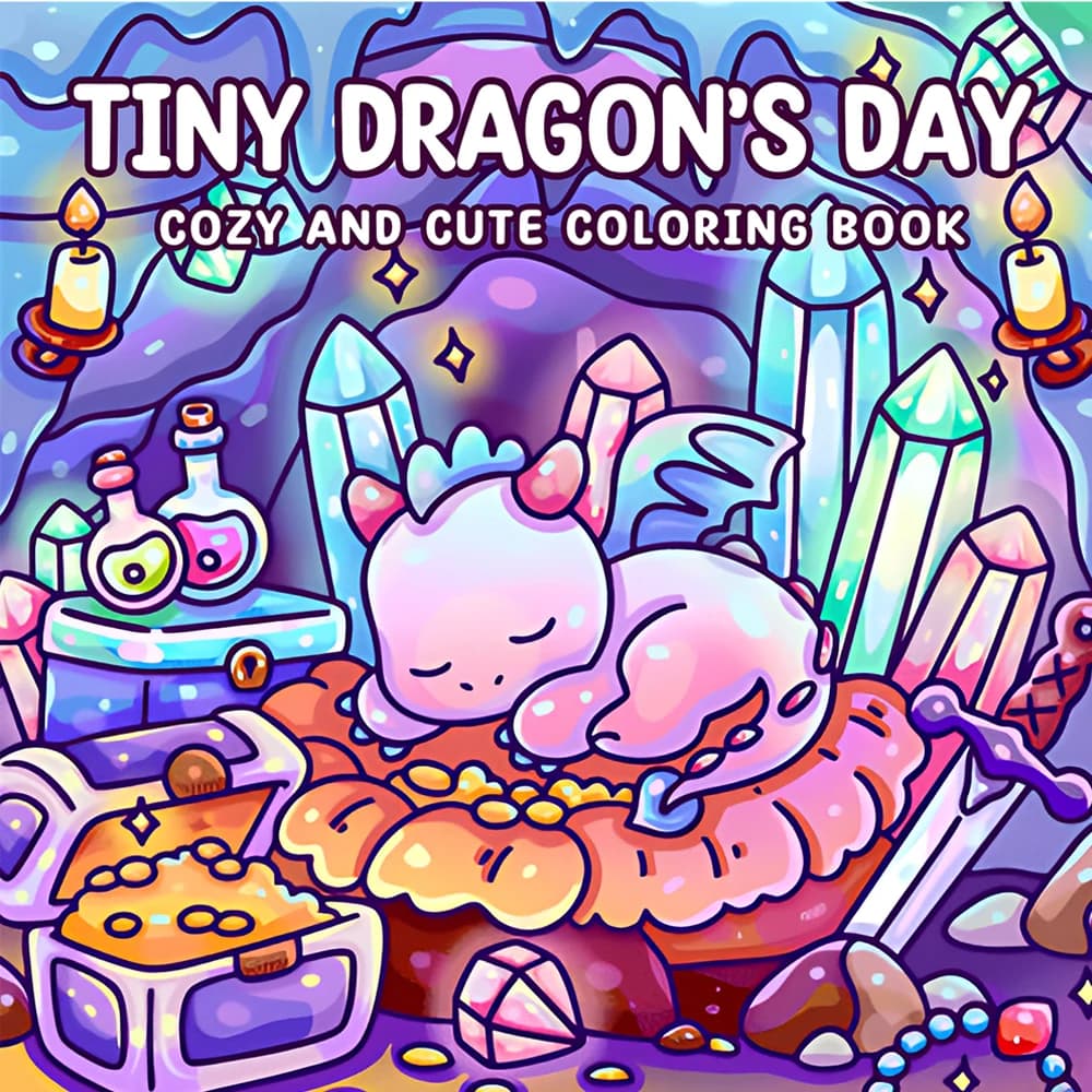 TINY DRAGON'S DAY COZY AND CUTE Coloring Book for Adult Relieve Stress Kill Time DIY Painting Drawing Book