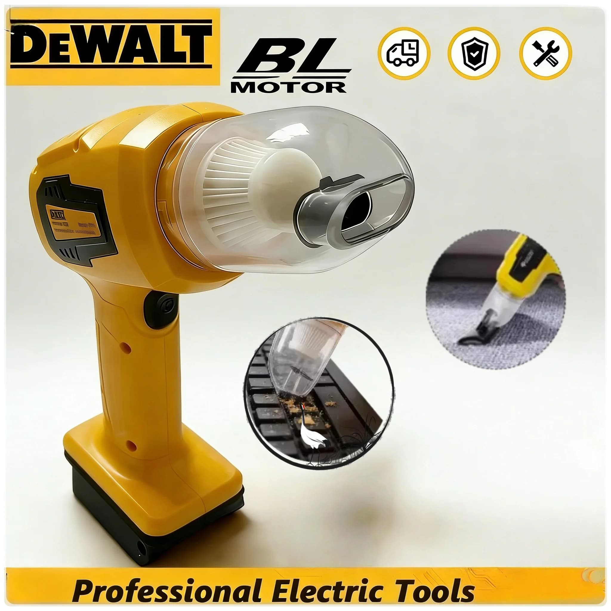 Dewalt portable vacuum cleaner for car, 10Kpa intake power, wireless dust collector, handy 18-20V battery electric tool blower