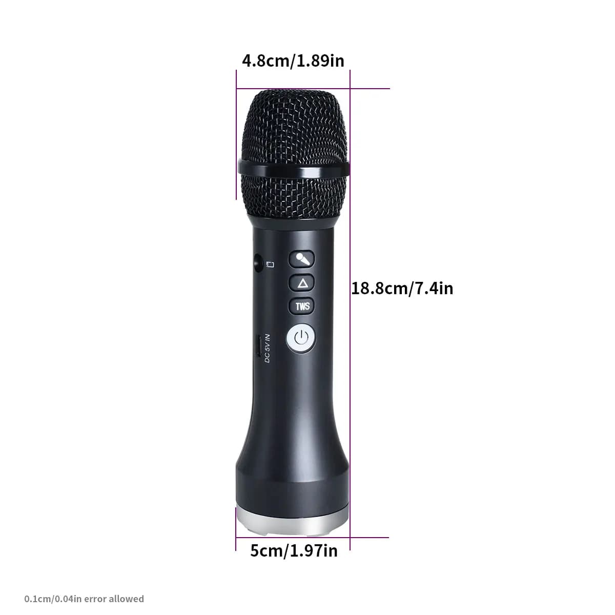20 W/Pc Altoparlante Bluetooth 1Pc di TWS Microfono Karaoke Portatile Per Bambini e Adulti Regalo Senza Fili 10H Batteria Palmare AUX Mic