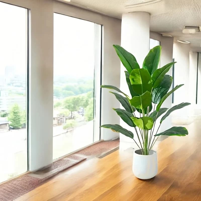1 Pezzo di Pianta Artificiale a Foglia di Banano per Decorazione da Pavimento in Soggiorno e Camera da Letto - Senza Vaso