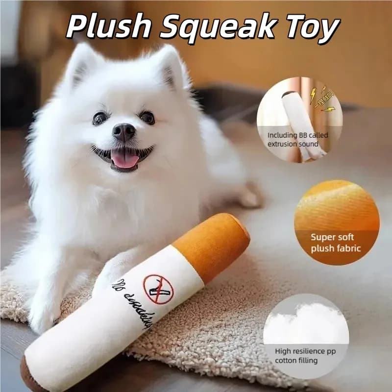 Giocattolo di Peluche per Cani a Forma di Sigaretta, Resistente ai Morsi, con Suono, per Pulizia dei Denti e Gioco Interattivo