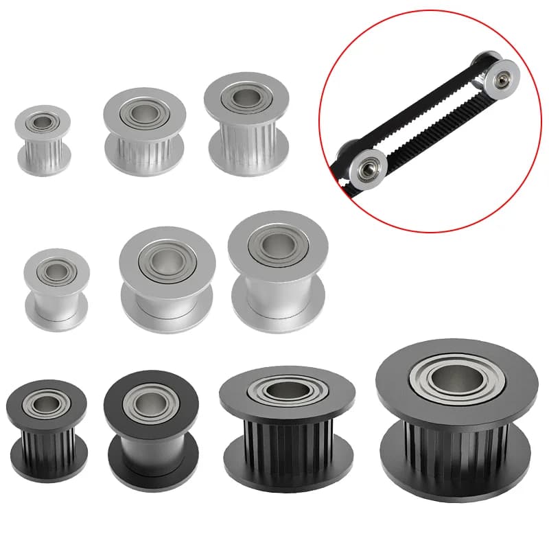 Puleggia dentata tenditrice GT2 16 denti 20 denti con foro da 3 mm o 5 mm con cuscinetti per parti della stampante 3D Cinghia dentata 6 mm 10 mm