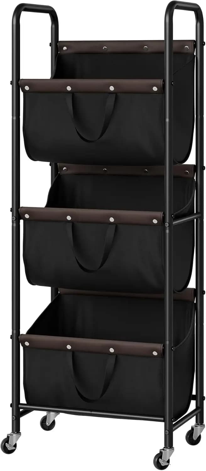 3 Shelves Shelves with Wheels, Stackable Bags for Easy Dismantling and Conservation in Dorm, Bathroom, Bedroom
