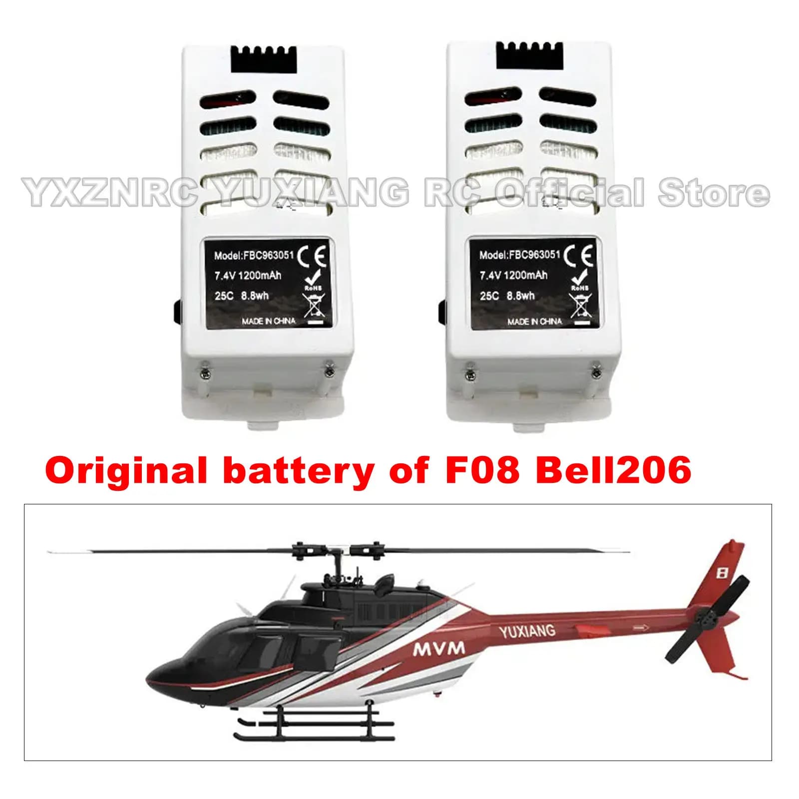 YXZNRC YUXIANG F08 Bell206 Jet Ranger Batteria RC Parti di elicotteri Fusoliera Lama Grip Fusoliera batteria Accessori