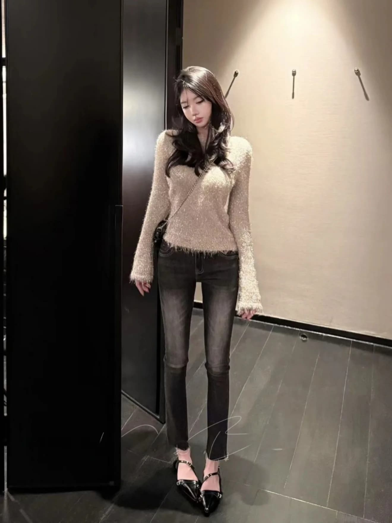 Jeans Skinny Elasticized Denim Black Style Women's Retro, with American Embroidery, Push-Up Effect, Versatile, High Street Style