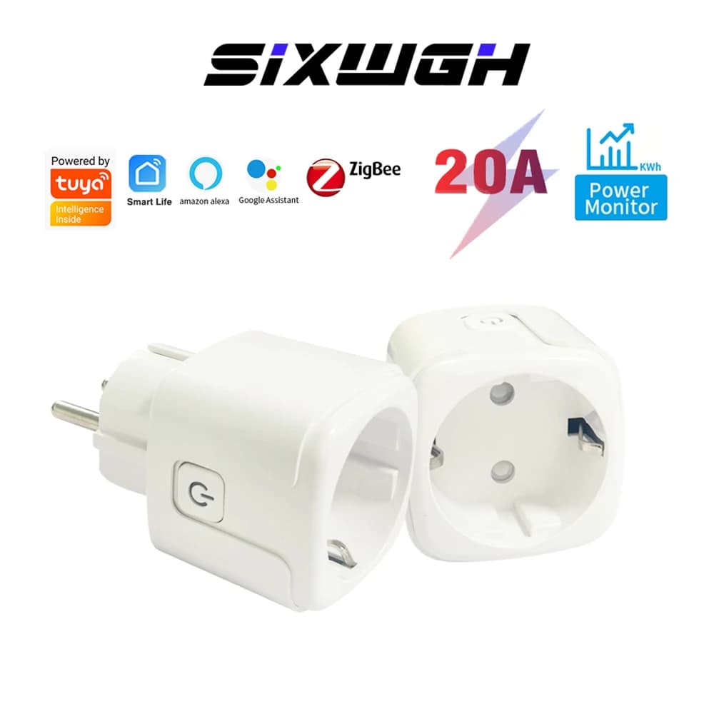 SIXWGH Zigbee Smart Socket Telecomando wireless UE/Interruttore timer/Monitoraggio energetico compatibile con Google Home e Alexa