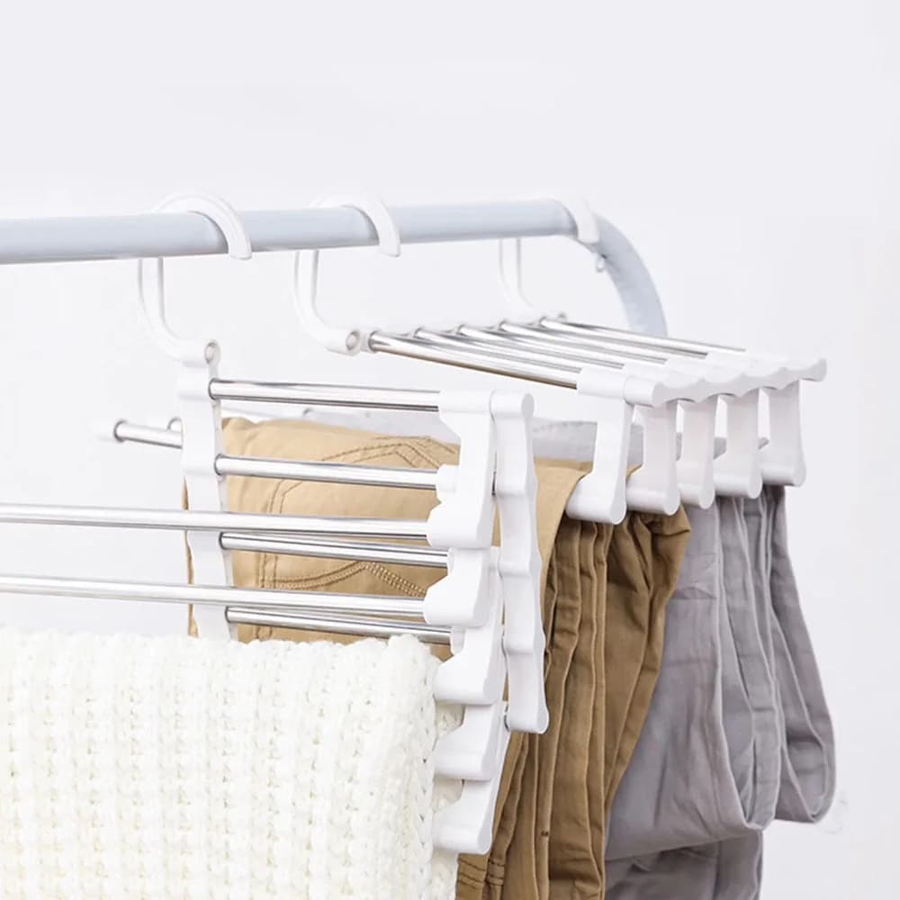 5 In1 Save Space Clothes Foldable Towel Tie Multi-functional Hook Dresses Wardrobe Cabinet Storage Organizer