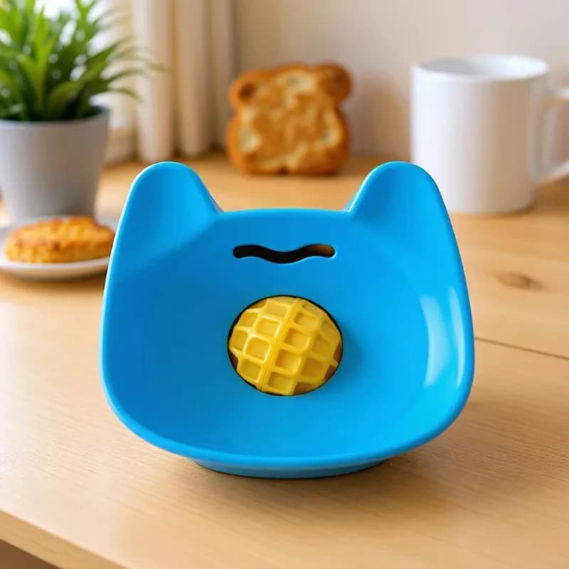Ciotola Interattiva Antiscivolo per Cani e Gatti, Gioco di Alimentazione Lenta, Anti-Ansia, per Cuccioli e Gattini, con Tappetino a Ventosa