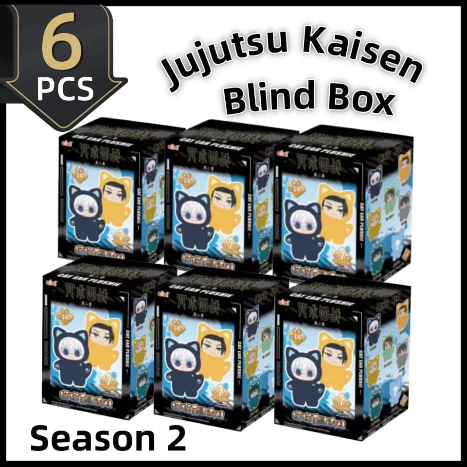 6 Pz/set Stock Jujutsu Kaisen 2 Orecchio di Gatto Peluche Serie Cieco Scatola Mistero Anime Figura Decorazione Della Stanza Collezione Regali Per Bambini