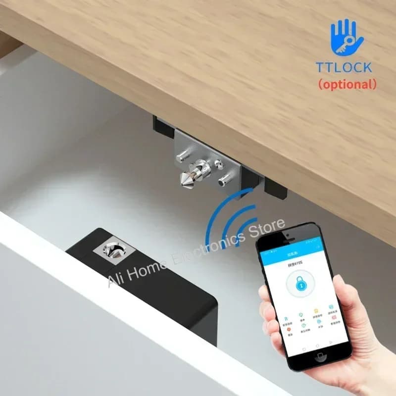 Serratura intelligente per porta in legno Serratura elettronica invisibile senza chiave Scheda IC App TTlock Sblocca armadietto per mobili Cassetto Serrature intelligenti