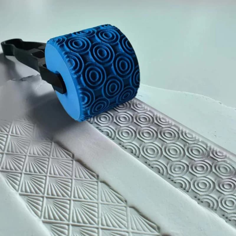 【Pace】 Rullo per timbri in argilla Modelli di fiori geometrici Strumento di rotolamento in rilievo Ruota per texture in argilla ceramica Stampi per argilla Decorazioni artistiche in argilla fai da te