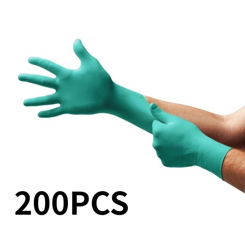 200 Pezzi Guanti Monouso in Nitrile Verde Arancione Senza Lattice Senza Polvere Resistenti per Chimica Industria Meccanica