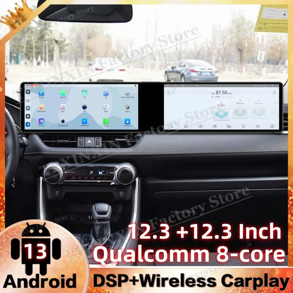 8-Core Dual Screen Android 13 Auto For Toyota RAV4 2020 2021 2022 Multimedia GPS Navigation Car Radio Stereo Receiver Head Unit