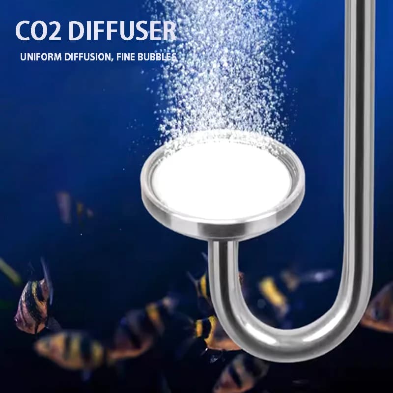 Aquarium CO2 Nebulizer Aluminum Alloy+Ceramic Plate+Suction Cup CO2 Diffuser Fish Tank CO2 Generator Aquatic Plants CO2 Atomizer