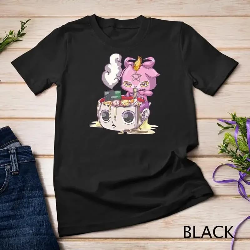 Pastel Goth Baphomet Creepy Cute Baby Baphomet Ramen Noodle Unisex T shirt