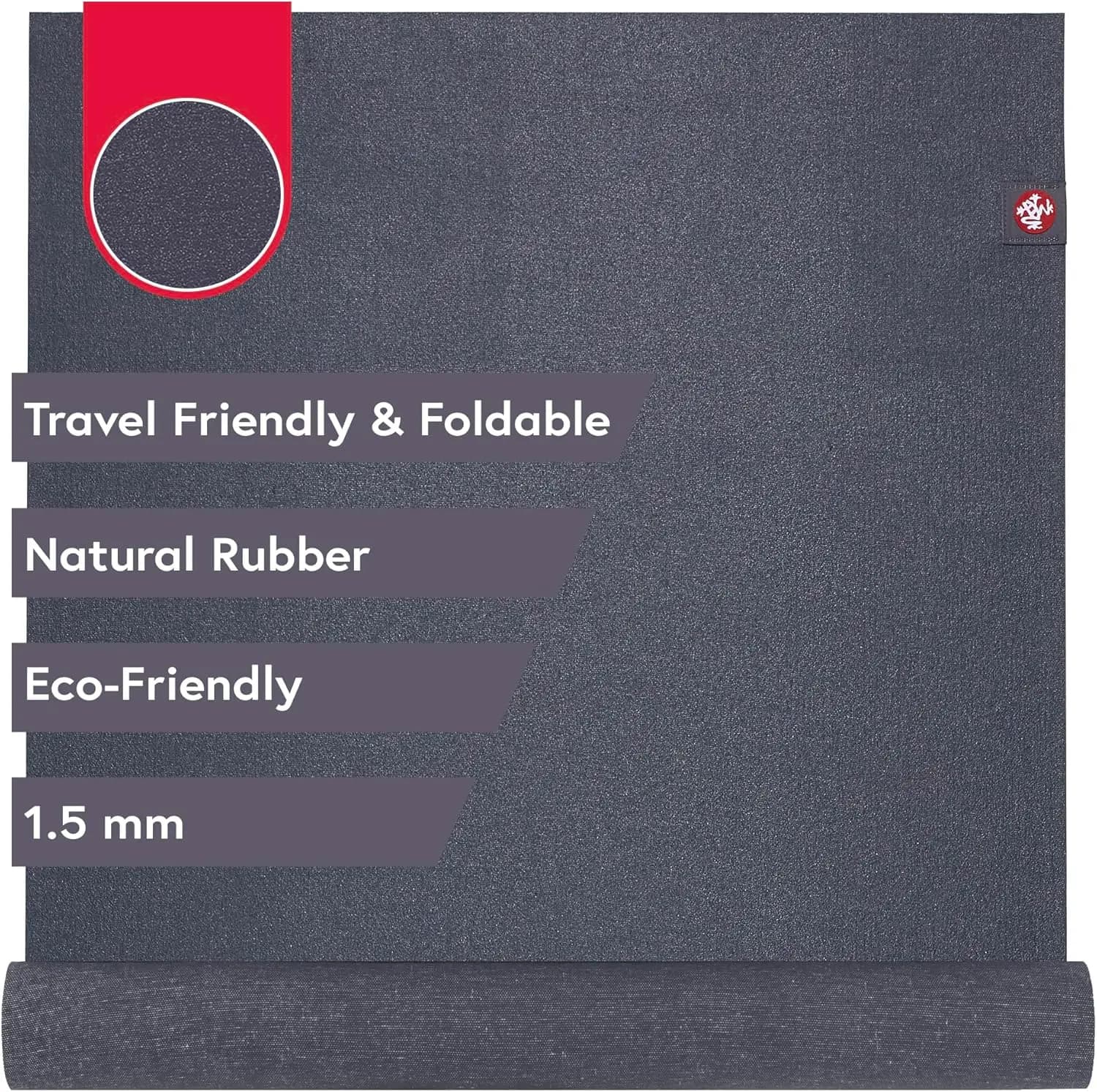 Tappetino Yoga in Gomma Naturale da 1,5 mm, Pieghevole da Viaggio, Superficie Morbida Testurizzata, Ecologico per la Pratica in Movimento