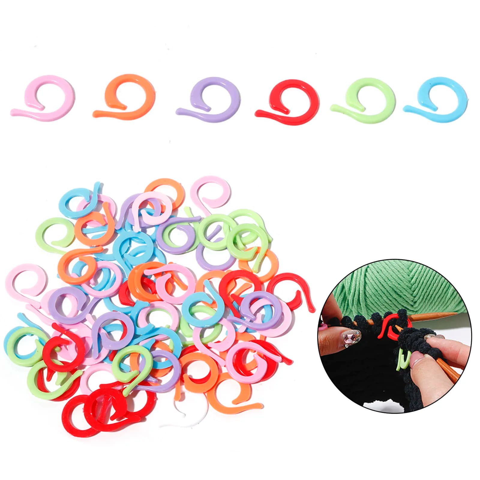 100 pezzi S/M pennarelli per punto a maglia in plastica a spirale a colori casuali Clip ad ago uncinetto punto serratura accessori per utensili da cucito a maglia