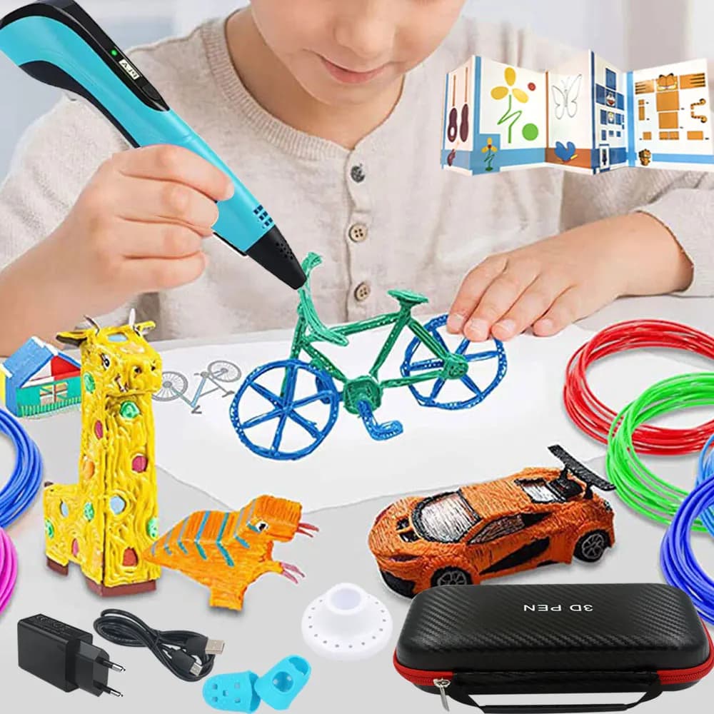 3D Pen for Children, 3D Printing Pen Set with Power Adapter, LCD Display, Storage Box, Colorful PLA Filament, Children's Birthday/Christmas Gift