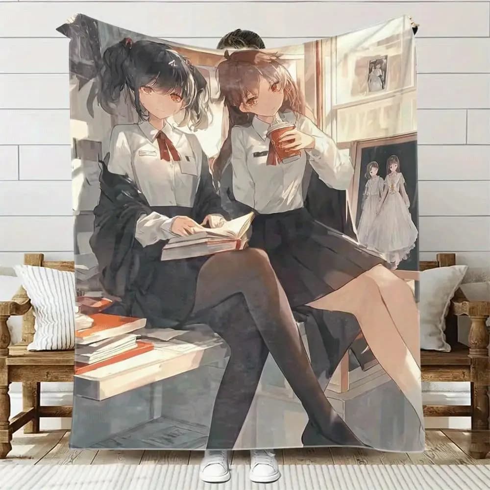 Cute anime characters Flannel printed blanket suitable for all seasons suitable for living room office sofa and travel 180x250CM