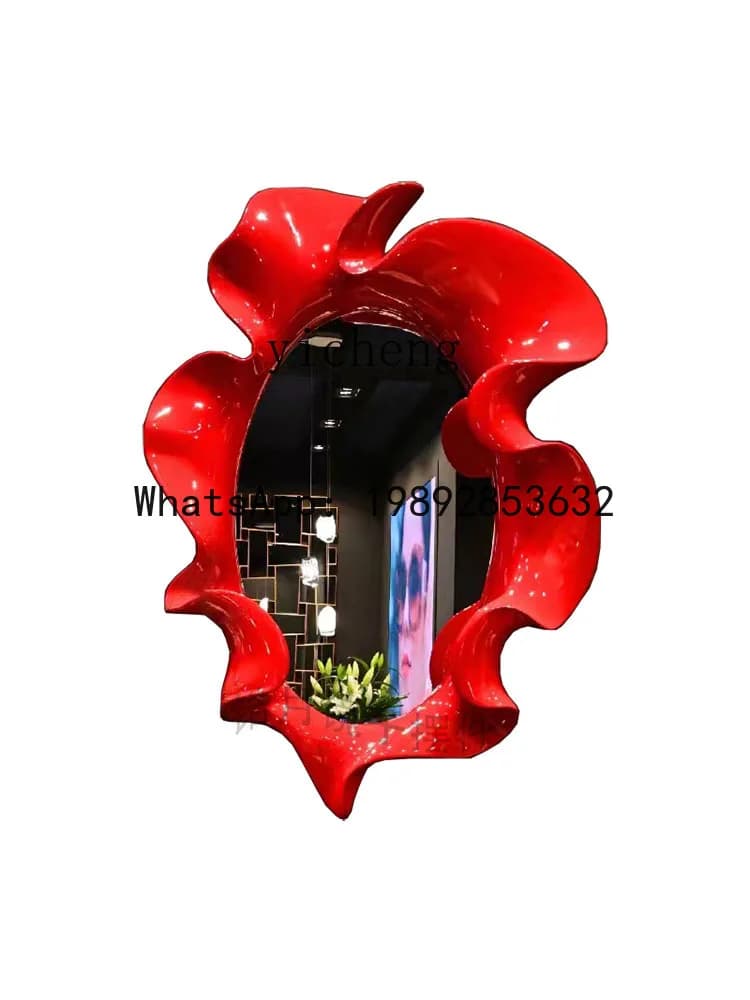 Specchio a figura intera X4 in fibra di vetro di lusso leggero, con decorazioni floreali, per bagno, ingresso, soggiorno, specchio da trucco personalizzato