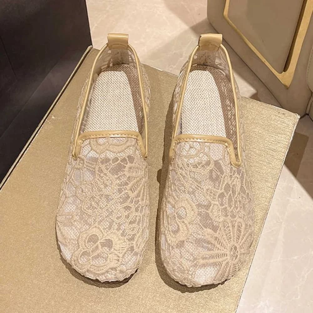 Espadrillas Chic in Pizzo e Rete Traforate, Scarpe Basse Slip-On Leggere Estive Casual da Strada Comode per Camminare, Mocassini Eleganti