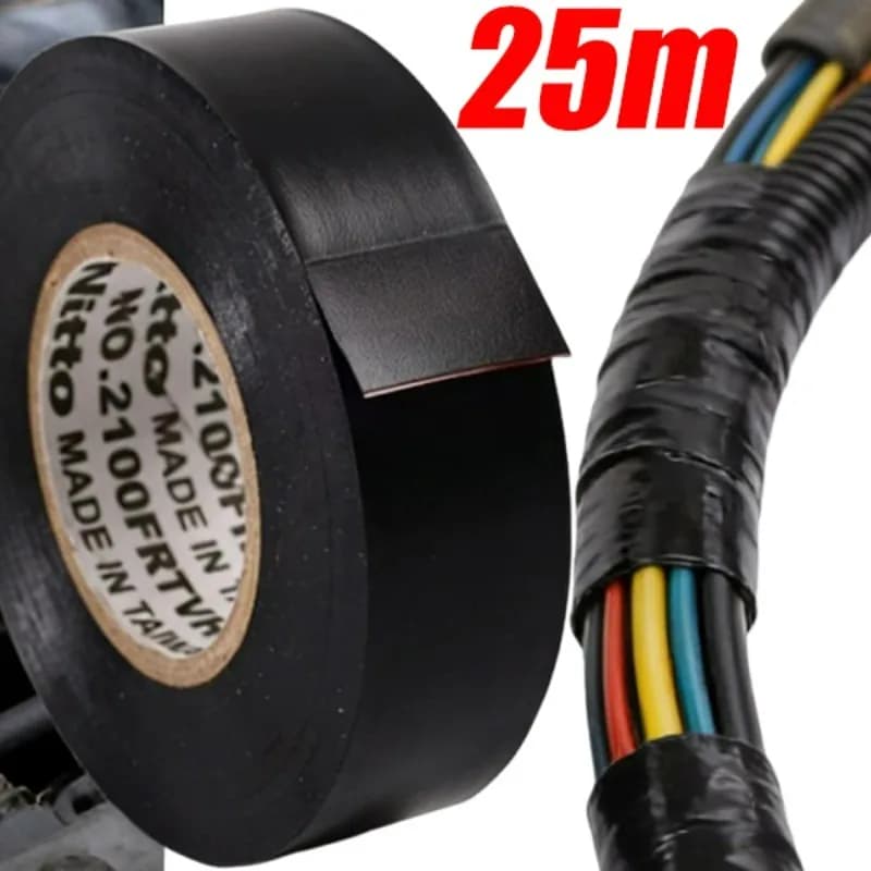 Larghezza 19mm X25M/Rotoli Nastro Isolante Elettrico in PVC Nero Premium Resistente al Calore Impermeabile Protezione Isolante per Sigillare Cavi e Fili