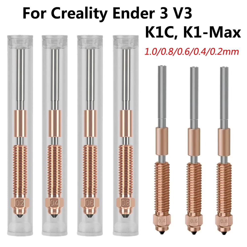 Aggiorna l'ugello K1C per Creality K1 Max K1C Ender-3 V3 All-in-one Rame Titanio ad alto flusso 0,2 0,4 0,6 0,8 mm Ugelli a sostituzione rapida