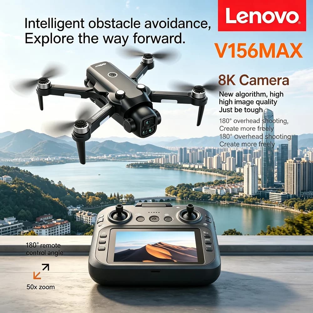 Lenovo V156 MAX HD WIFI FPV Drone Dual Camera Intelligent Obstacle Avoidance Brushless Power Optical Flow Hover One Key Takeoff