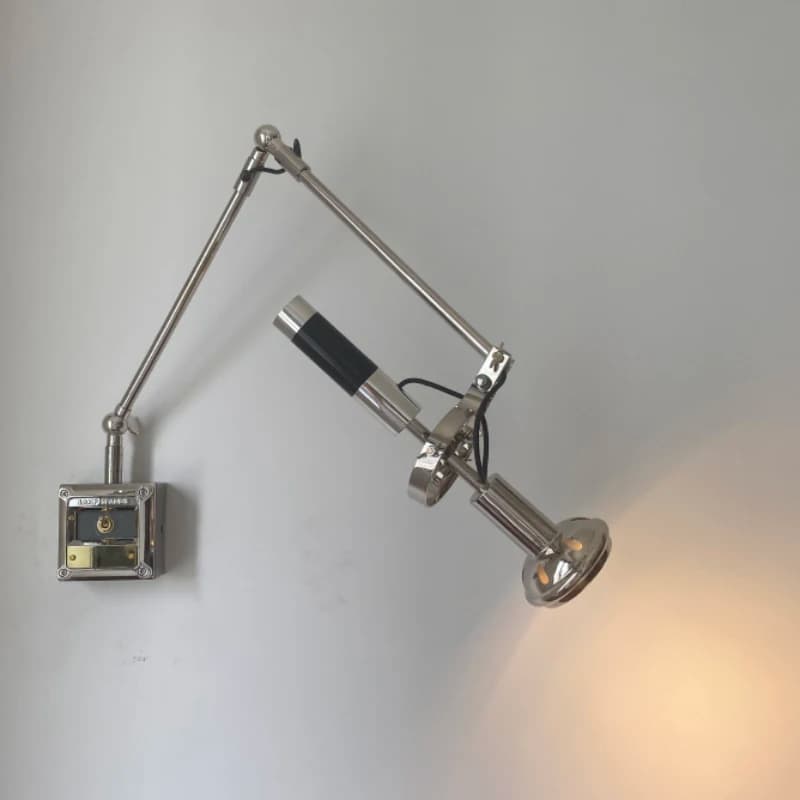 Novità Lampada da parete in metallo cromato con interruttore Nuovo stile Girevole GU10 Lampadina Camera da letto Lettura Studio Illuminazione Sconce