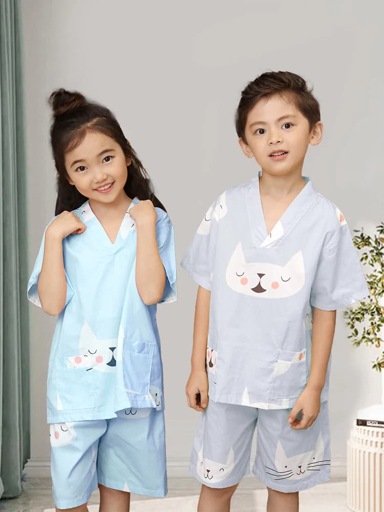 Children's Sauna Dress in Pure Cotton, for Boys and Girls, Japanese Style, Thermal Bath Bathrobe, Home Fabric, YLR Brand