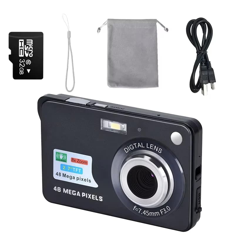 Fotocamera Digitale per Bambini 48MP con Schermo LCD HD, Videocamera Antiurto per Esterni, Fotocamera Istantanea Ricaricabile, Videocamera Fotografica