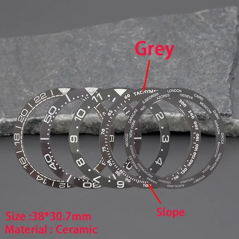 Inserto per Ghiera in Ceramica Grigia Imitazione Meteorite 38*30.7mm, Accessori per Orologi SKX007 SUB GMT OMG, Parti di Ricambio per Cassa Orologio da Uomo
