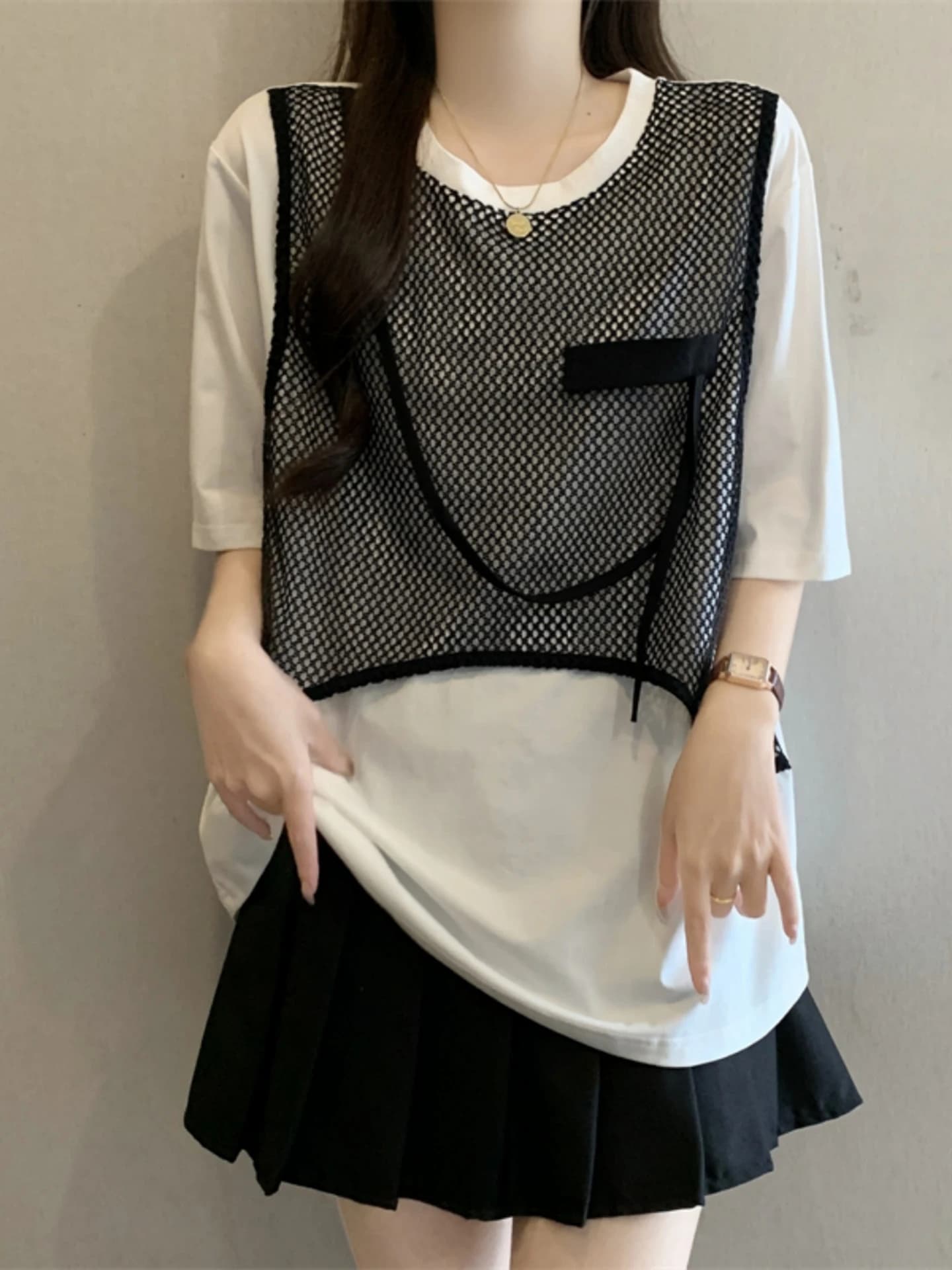 Summer Loose Fit Short Sleeve T-Shirt Women's Base Layer Top Conceals Belly Korean Style Comfortable Knitted Casual Wear