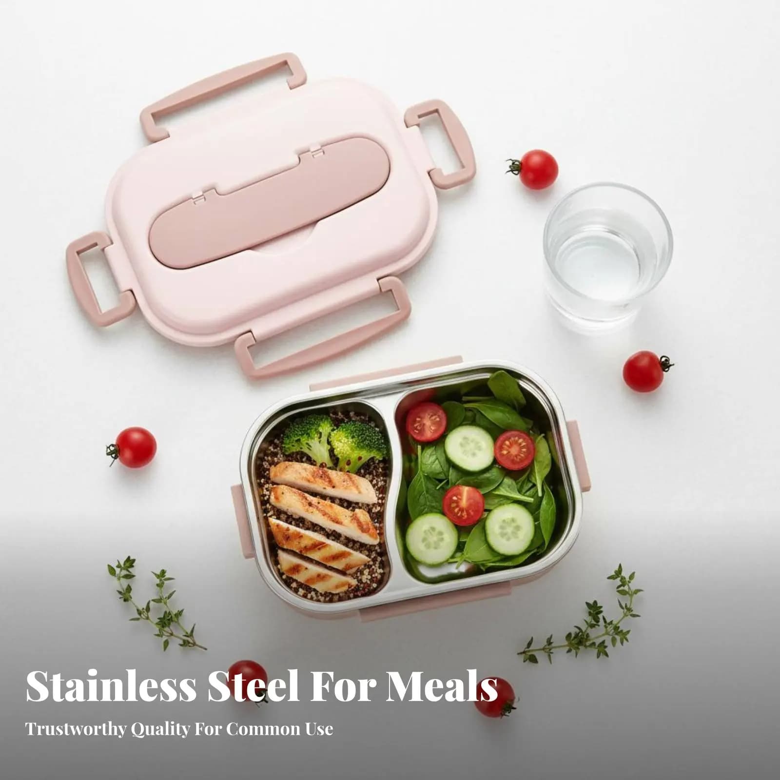 Contenitore per Pranzo in Acciaio Inox 304, Vassoio Compartimentato Ermetico, Adatto al Microonde per Studenti e Lavoratori d'Ufficio