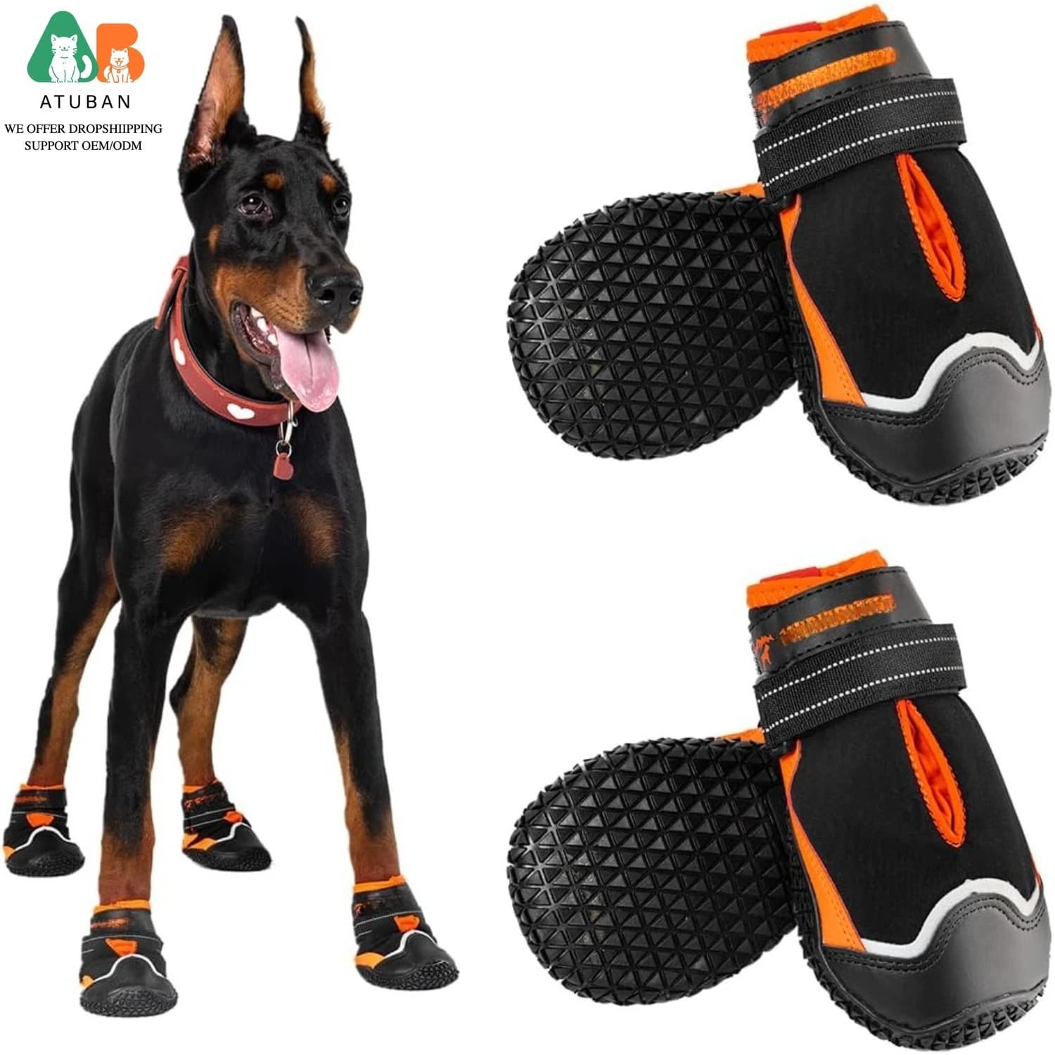 Scarpe per cani ATUBAN, stivaletti impermeabili per cani per pavimentazione calda, neve invernale, protezione per zampe per passeggiate all'aperto ed escursioni