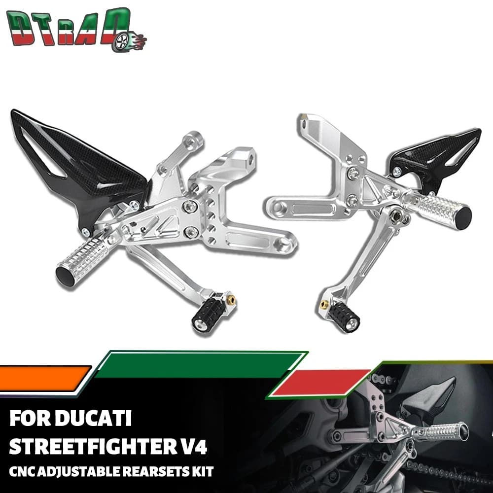 CNC Pedane Kit Per DUCATI Streetfighter V4 V4S 2020-2024 Poggiapiedi Pedale Del Cambio In Fibra di Carbonio Tallone Guard Accessori Moto