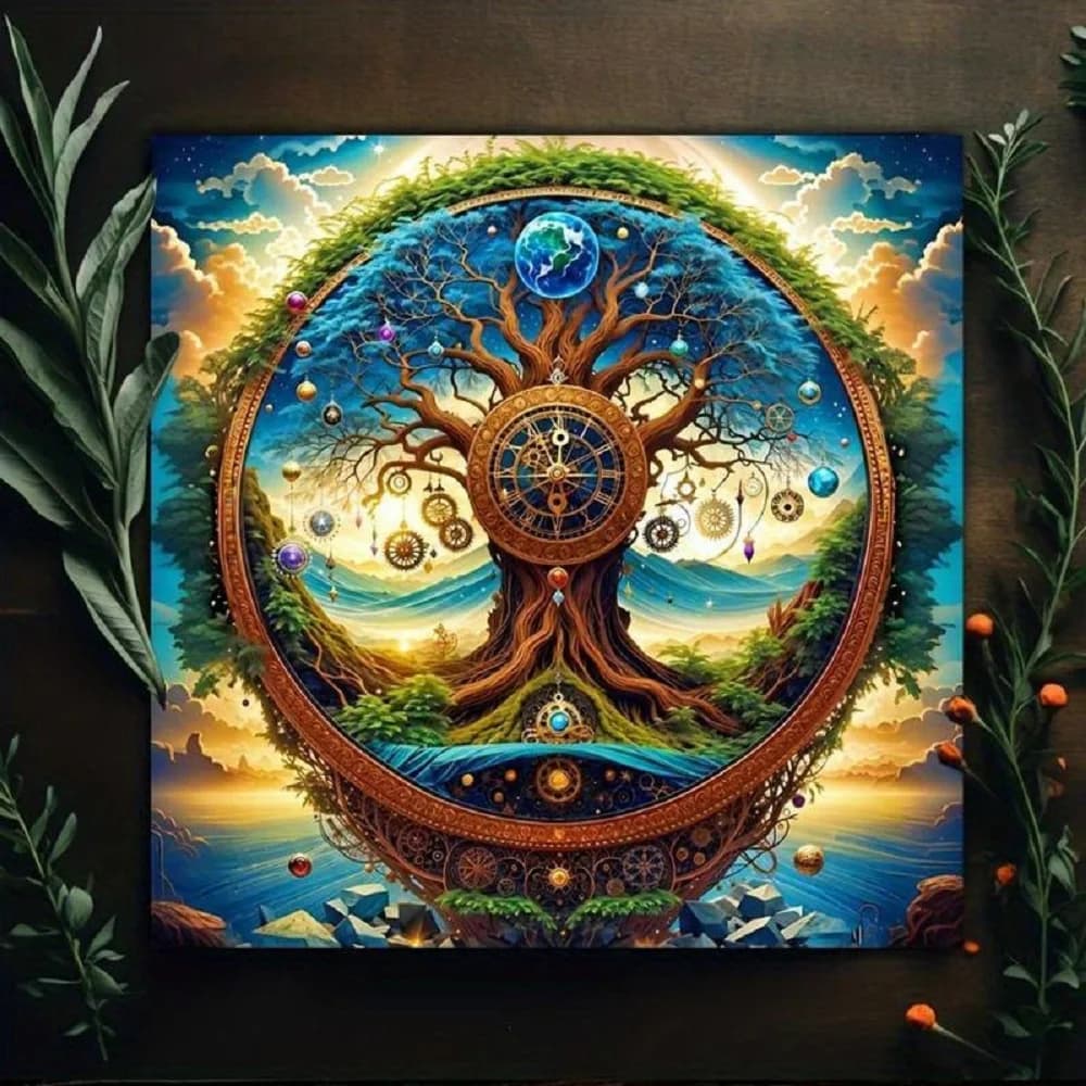 Tovaglia vintage con motivo Albero della Vita per carte dei Tarocchi - Tappetino per carte oracolo mistico e astrologico con un raffinato design floreale