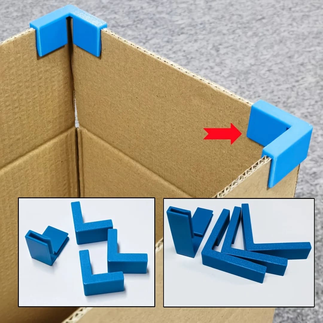 4Pcs 3D Printed Carton Corner Protector Clips Corrugated Box Edge Reinforcement Clips for Reusable Boxes & Storage Bucket Making