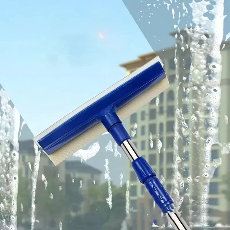 Detergente per vetri telescopico 2 in 1 con spazzola in spugna e manico retrattile per la pulizia senza strisce di vetro dell'auto