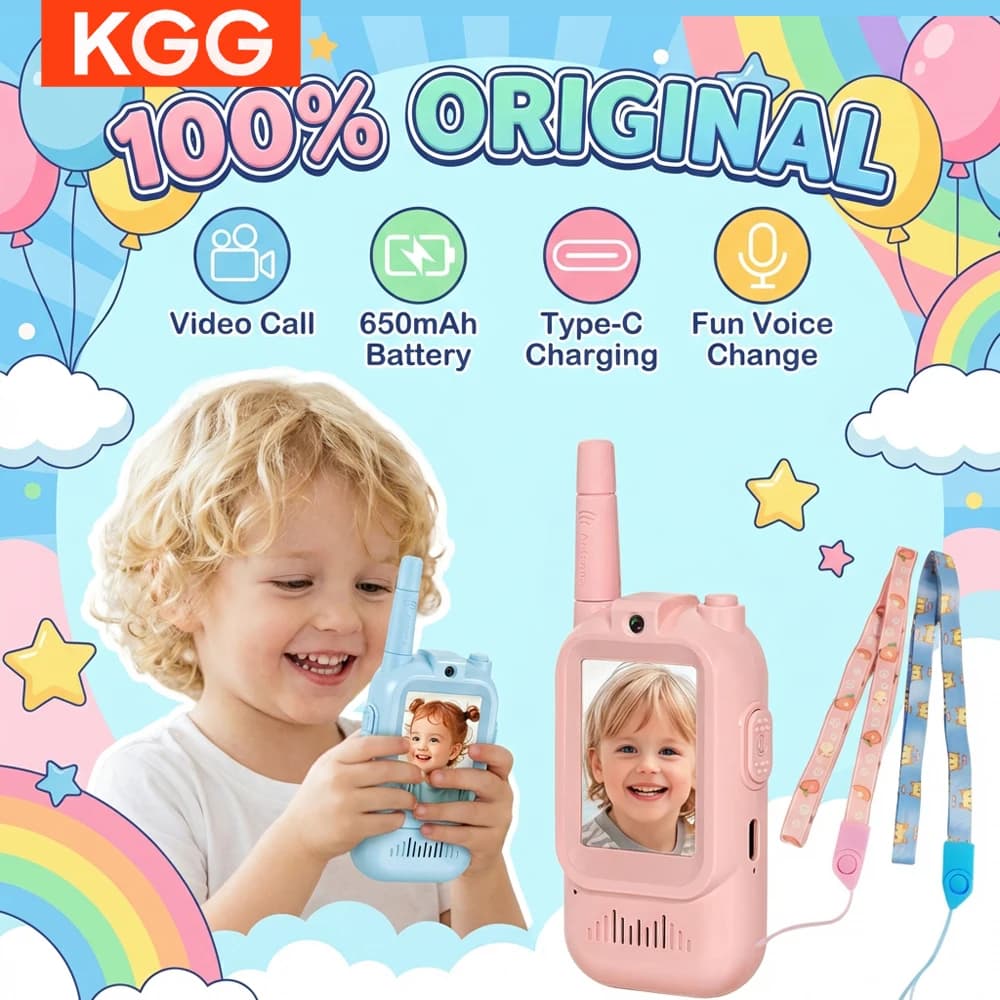 2 Walkie Talkie Portatili per Bambini con Video, Giocattoli per Interni ed Esterni, Ideali per Campeggio, Viaggi, Escursioni, Natale, Compleanno