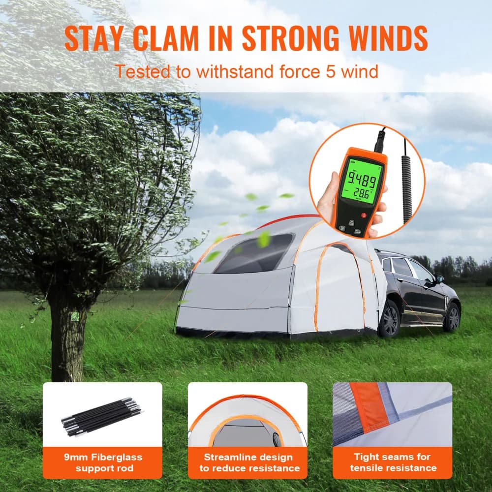Tenda da Campeggio per SUV, Tenda per Portellone Posteriore 8'×8', Doppio Strato PU2000mm con Telo Antipioggia e Borsa per il Trasporto, Adatta per 6-8 Persone