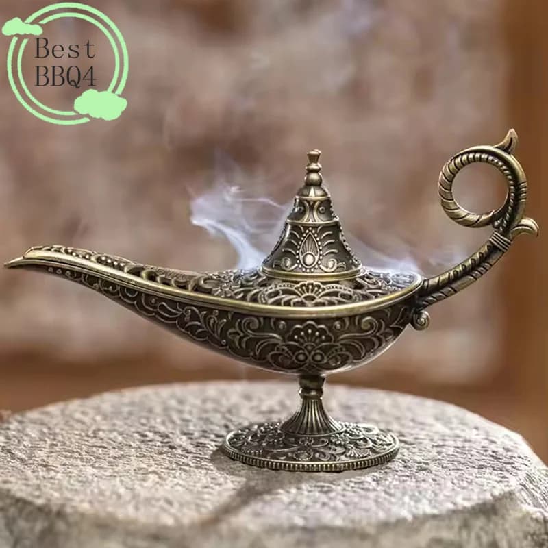 (BBQ4) Bruciatore di incenso in metallo stile antico, portacandele profumato/non profumato, decorazione per la casa, regalo, bruciatore di incenso arabo