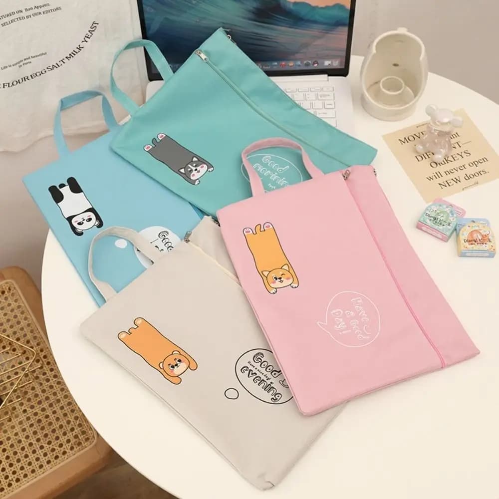 New Double Layer A4 File Folder Handheld Cartoon Test Paper Storage Folder Large Capacity Creative File Organizer