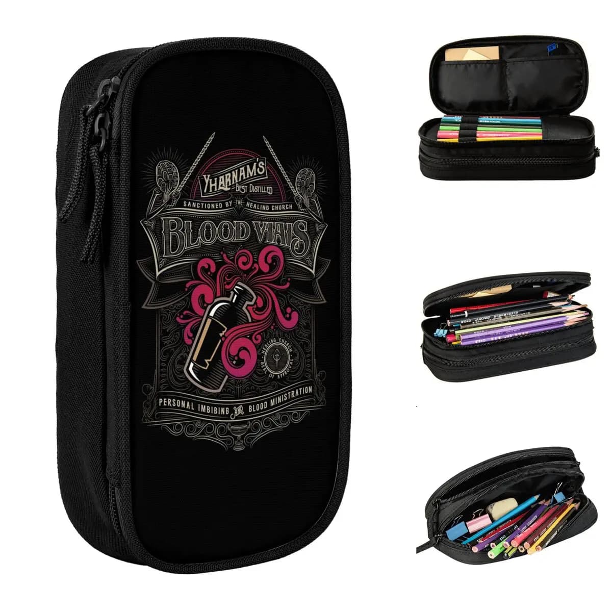 Flacone di sangue Bloodborne Dark Souls Astucci per matite Scatola per matite Scatola per penne per ragazza Ragazzo Borsa Materiale scolastico Accessori con cerniera